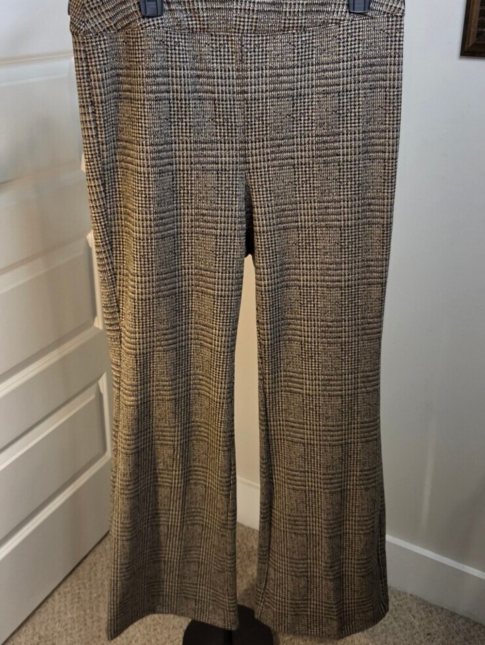 Lane Bryant Women's Brown Plaid Pull On Dress Pants Size 14